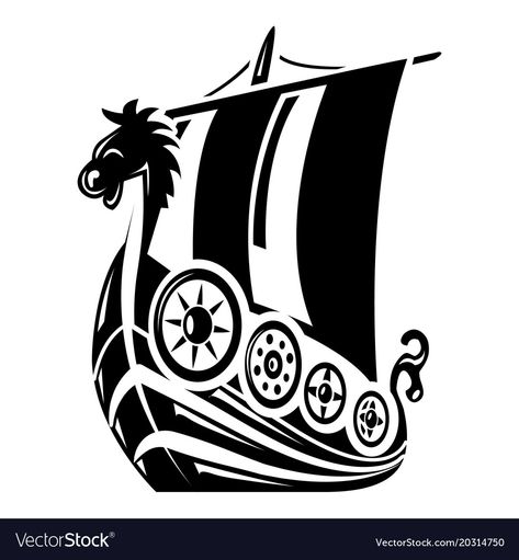 Viking Ship Tattoo, Escudo Viking, Ancient Ship, Ship Vector, Symbole Viking, Norse Tattoo, Ship Tattoo, Viking Designs, Viking Ship