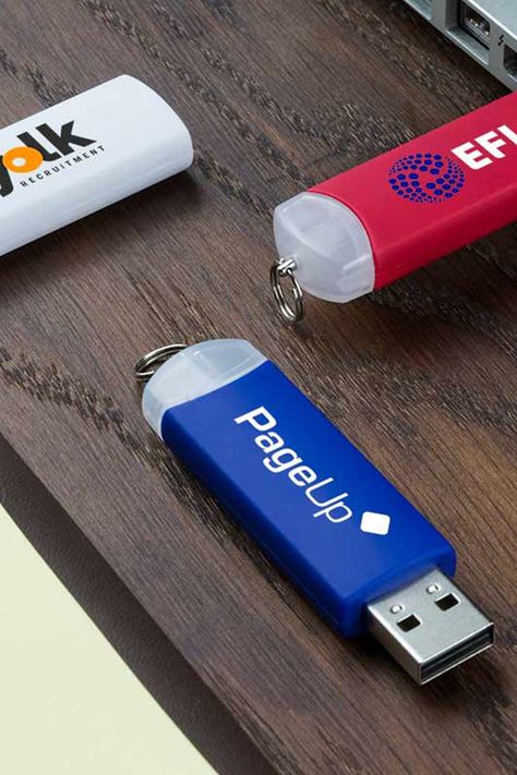 This twist-action USB flash drive is a very neat promotional gift, and it is ideal for attaching to a keyring or necklace. The USB connector is located inside the body of the drive, which can be twisted to reveal it. This also forms a protective cap for the connector, which means that your customers will never lose the cap to their branded USB stick again. The Gyro USB flash drive is available in a range of different memory sizes, from 2GB up to 128GB. Custom Usb Drives, Custom Usb, Usb Drives, Technology Gifts, Church Graphic Design, Usb Drive, Printing Business, Usb Stick, Promote Your Business