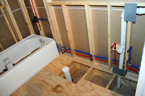 Bathroom Rough In Plumbing, Bathroom Plumbing Rough In, Basement Bathroom Plumbing, Bathtub Plumbing, Rough In Plumbing, Plumbing Rough In, House Plumbing, Pex Plumbing, Sink Plumbing