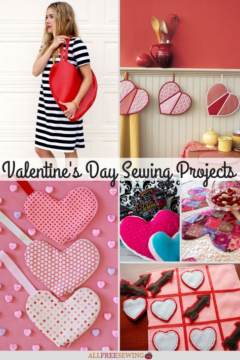 46 Valentine's Day Sewing Projects Valentines Sewing Projects, Valentines Sewing, Valentines Coasters, Valentine Fabric, February Ideas, Heart Quilt Pattern, Valentine's Ideas, Sewing Projects Free, Valentines Crafts