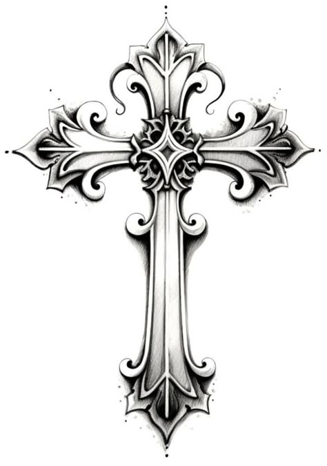 Detailed Cross Tattoo, Cool Cross Tattoos, Christian Cross Tattoos, Cross With Wings Tattoo, Cross Tattoo Design, Crucifix Tattoo, Cruz Tattoo, Half Sleeve Tattoos Sketches, Unique Cross Tattoos