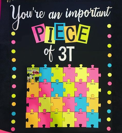 You Are An Important Piece Of The Puzzle, Puzzle Door Decorations Classroom, Puzzle Board Ideas, Puzzle Decor Ideas, Puzzle Piece Bulletin Board Ideas, Puzzle Theme Classroom, Puzzle Bulletin Board Ideas, Puzzle Piece Bulletin Board, Puzzle Bulletin Boards