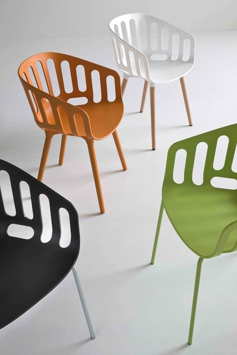 Chair with armrests BASKET CHAIR :: GABER Chaise Restaurant, Basket Chair, Plastic Chairs, Plastic Chair, Chaise Design, Contract Furniture, Take A Seat, Design Milk, Bar Chairs