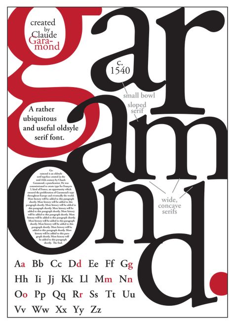 garamond - Google Search Garamond Poster, Typography Anatomy, Font Specimen, Graphic Design Teacher, Garamond Font, Mixing Fonts, Type Anatomy, Typeface Poster, Book Editorial Design