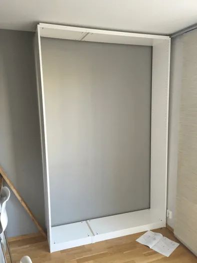 We hid a full size Murphy Bed in our IKEA closet - IKEA Hackers Pax Murphy Bed, Murphy Bed Kits, Armoire Pax, Full Size Murphy Bed, Murphy Bed Ikea, Modern Murphy Beds, Ikea Closet, Murphy Bed Diy, Murphy Bed Plans