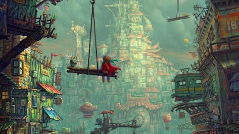 #town dream world fantasy art #graphic #magic #1080P #wallpaper #hdwallpaper #desktop Fantasy City, Futuristic City, City Wallpaper, 판타지 아트, Art And Illustration, Environment Concept Art, Fantasy Landscape, Anime Scenery, Fantasy World