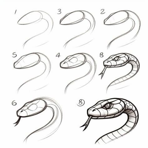 Snake Tutorial Drawing, How To Draw Snake Hair, Snakes Drawing Reference, Snake Tutorial Draw, Practice Sketches For Beginners, Snake Study Drawing, Athena Drawing Easy, Tattoo Drawings For Beginners, Basic Sketches For Beginners