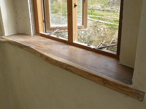 Reclaimed timber window sill | Cloughjordan Ecovillage | Flickr Oak Window Sill, Wooden Window Sill, Wood Window Sill, Oak Windows, Window Sill Decor, Basement Windows, Window Ledge, Rustic Window, Timber Windows