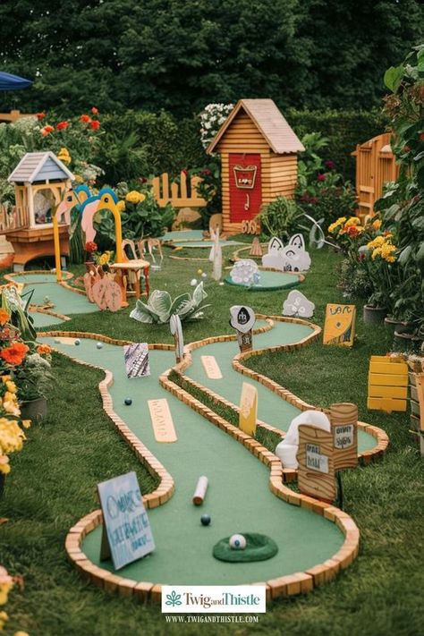 Transform your space into a golf man cave with these creative ideas. Enjoy your favorite sport in style and comfort. #GolfRoom #ManCaveDecor #DIYHomeProjects #GolfDesign #GolfInspiration Miniature Golf Course Diy, Diy Mini Golf Course Ideas, Backyard Putt Putt, Yard Game Ideas, Backyard Mini Golf Course, Playground Design Plan, Backyard Mini Golf, Diy Mini Golf, Putt Putt Course