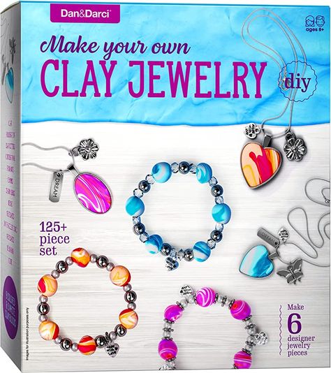 Dan&Darci Clay Jewelry Making Kit - Arts and Crafts Gifts for Girls Ages 8, 9, 10, 11 & 12 Teen Year Old - Fun DIY Girl Craft Gift Ideas for Creative Preteen Kids - Makes 3 Bracelets & 3 Necklaces : Amazon.ca: Toys & Games Clay Jewelry Making, Girl Craft, Make Your Own Clay, Craft Christmas, Art & Craft Kit, Jewelry Making Kits, Jewelry Making Kit, Birthday Gifts For Best Friend, Clay Jewelry Diy