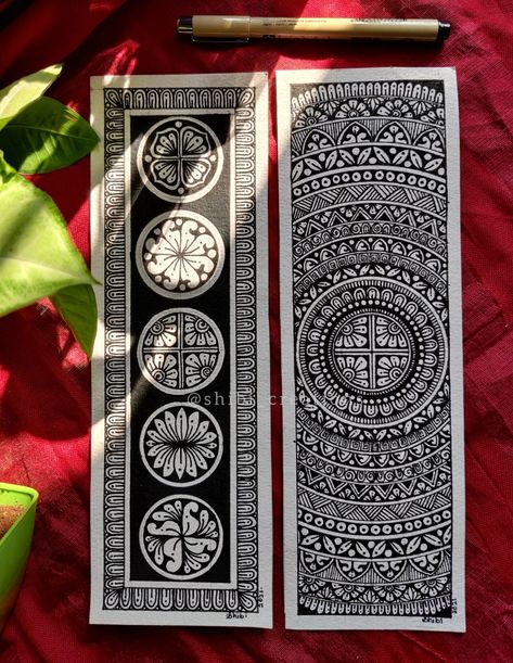 Book Marker, Happy New Year Pictures, Bookmark Ideas, Black Paper Drawing, Mandela Art, Mandala Art Therapy, Bookmark Craft, Mandala Artwork, Book Marks