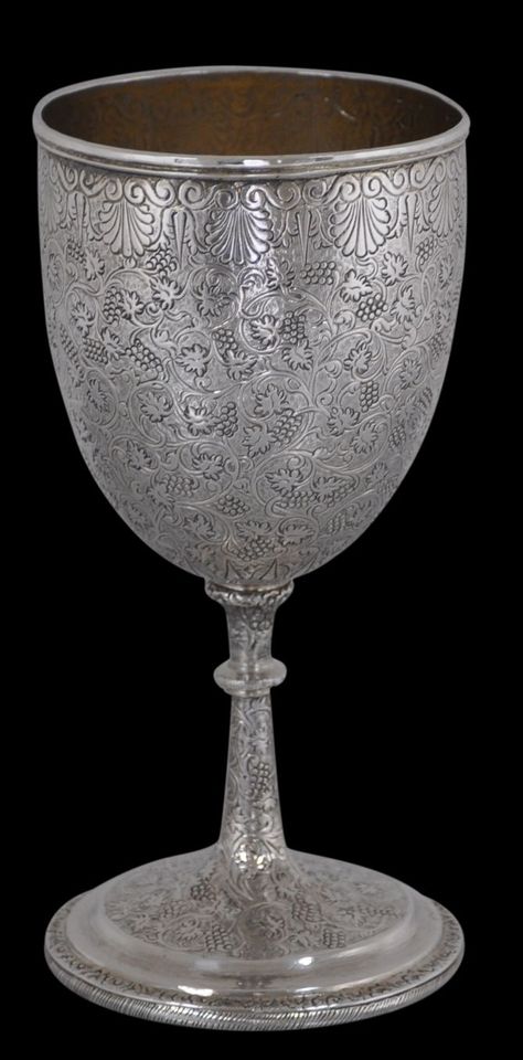 Colonial Indian Fine, Engraved Silver Goblet - Michael Backman Ltd Silver Goblet, Halloween Party Dinner, Maker’s Mark, School Art Projects, Silver Engraving, Art Market, Indian Art, Antique Silver, Grapes