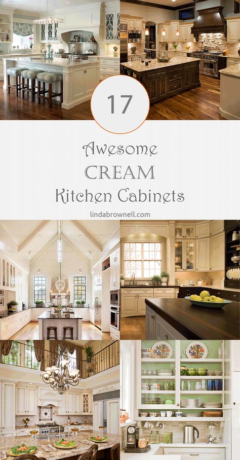 17 Most Fabulous Cream Kitchen Cabinets Designs You Must Know – JimenezPhoto Black And Cream Kitchen, Cream And White Kitchen, Kitchen Cabinets Designs, Cream Kitchen Cabinets, Two Tone Kitchen Cabinets, Cream Cabinets, White Granite Countertops, Interior Decorating Ideas, Cream Kitchen