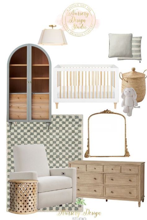 A simple yet beautiful neutral sage green nursery. Sage Green Wallpaper Nursery, Restoration Hardware Nursery Neutral, Sage Green Twin Nursery, Sage Green And Terracotta Nursery, Sage Green Nursery Decor, Green Neutral Nursery, Sage Nursery Gender Neutral, Sage Green Nursery Gender Neutral, Green Nursery Neutral