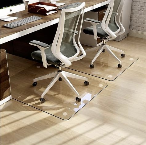 Easly 36" x 46" Chair Mat for Carpet - Office Chair Mat - Tempered Glass Floor Mat for Home/Office/Carpet Clear Computer Floor Mat - with 4 Anti-Slip Pads Home Office Carpet, Office Chair Mat, Office Carpet, Chair Mat, Glass Floor, Chair Mats, Floor Mat, Floor Mats, Office Chair