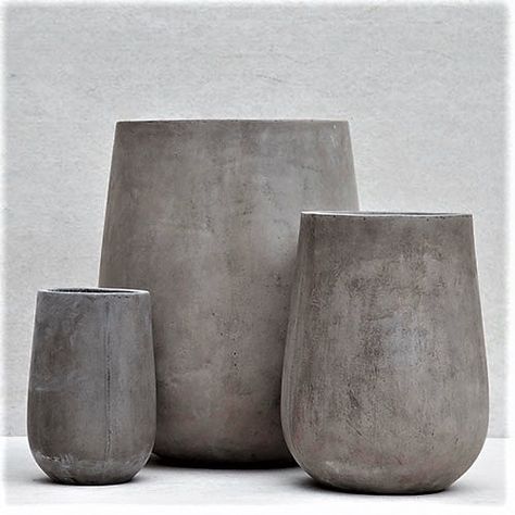 Cement Plant Pots, Modern Planters Outdoor, Vasos Vintage, Concrete Plant Pots, Plant Pot Design, Large Plant Pots, Cement Color, Concrete Bowl, Wicker Planter