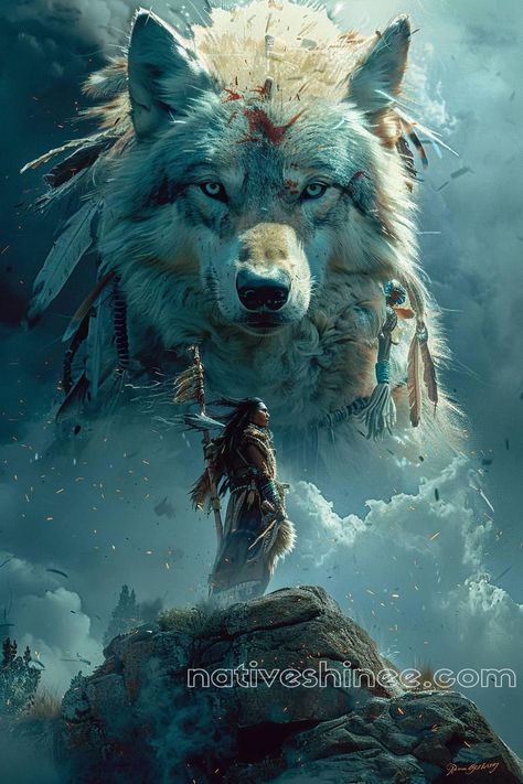 Native American Art Spirituality, Wolf Mythology, Native American Wolf Art, Scary Wolf, Wolf People, Native American Spirituality, Native American Wolf, Wolf Images, Native American Warrior