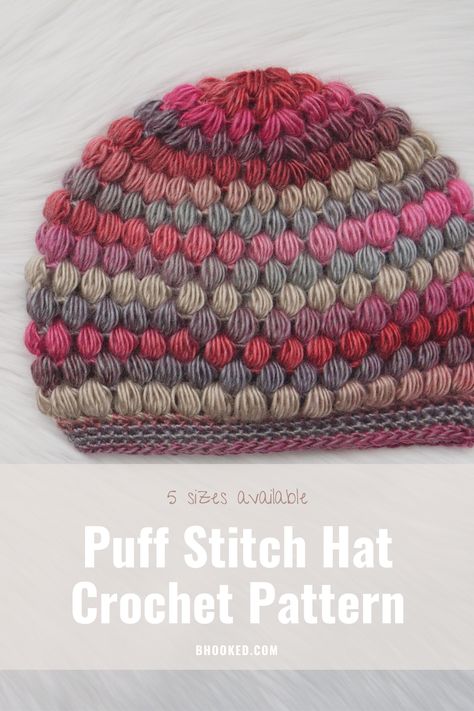 Puff Stitch Hat, Crochet Caps, Puff Stitch Crochet, Stitch Hat, Hat Crochet Pattern, Crochet Beret, Crochet Hat Free, Cozy Crochet, Crochet Beanie Pattern