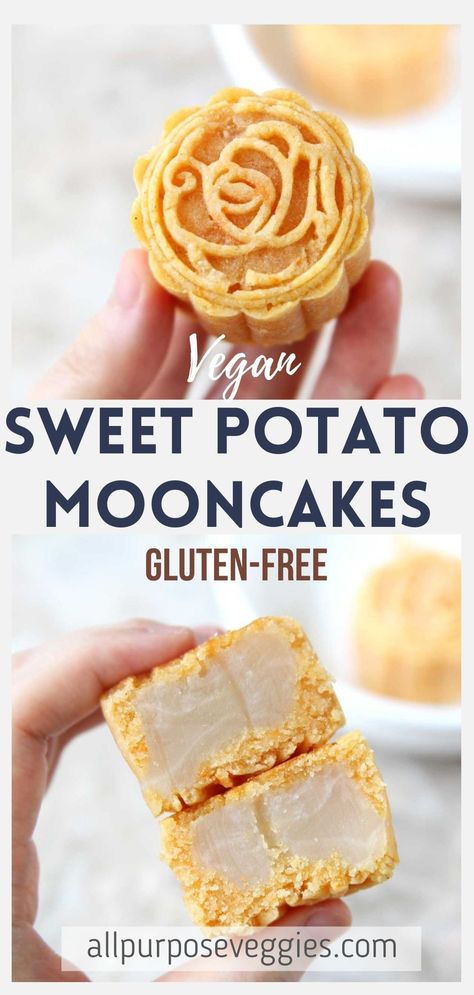 Gluten Free Asian Desserts, Moon Cake Gluten Free, Gluten Free Moon Cakes, Vegan Moon Cake, Vegan Moon Cake Recipe, Gluten Free Alfajores Recipe, Vegan Mooncakes, Sweet Mooncake Recipe, Moon Cake Recipe