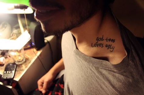 god loves ugly Atmosphere Tattoo, Tattoo Lyrics, Lyric Tattoos, Dream Tattoos, Ankle Tattoo, Slug, I Tattoo, Gods Love, Small Tattoos