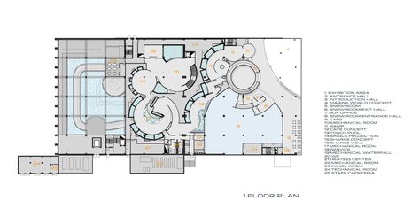 Gallery of Antalya Aquarium / Bahadir Kul Architects - 21 Aquarium Cafe, Restaurant Design Plan, Circular Plan, Op Art Lessons, Aquarium Architecture, Architecture Jobs, Public Aquarium, Antalya Turkey, Architecture Concept