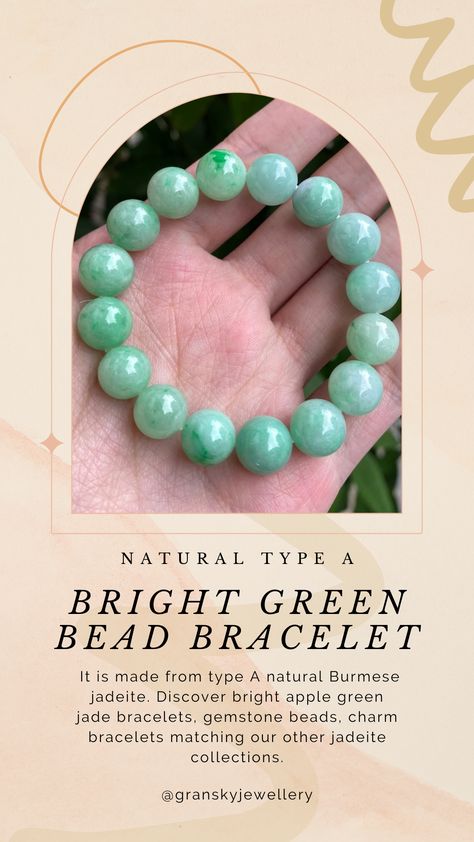 Bright Green Bead Bracelet Bracelets Gemstone, Bracelets Matching, Burmese Jade, Green Beaded Bracelets, Jewelry Real, Beads Charm, Lucky Bracelet, Jade Bracelet, Healing Jewelry