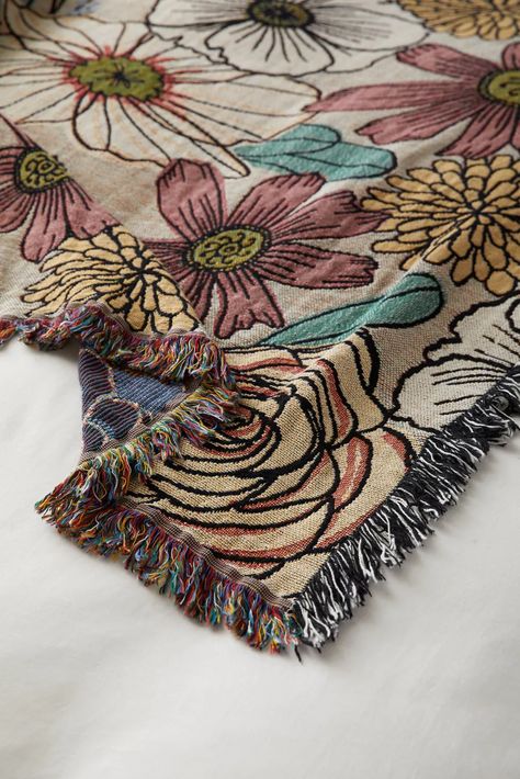 Calhoun & Co. Pastel Garden Tapestry Throw Blanket | Urban Outfitters Grow A Garden, Pastel Garden, Tapestry Blanket, Floral Blanket, Wall Accent, Woven Tapestry, Woven Throw Blanket, Statement Wall, Woven Throw