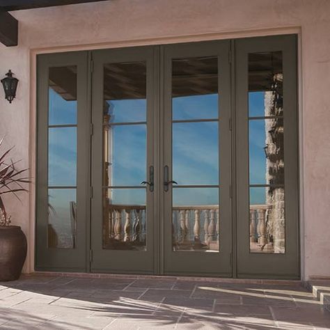 patio door 10 Foot Garage Doors, French Doors With Side Windows, French Doors With Sidelights, French Doors Patio Exterior, Andersen Doors, Exterior Patio Doors, French Entry Doors, Double Patio Doors, Hinged Patio Doors