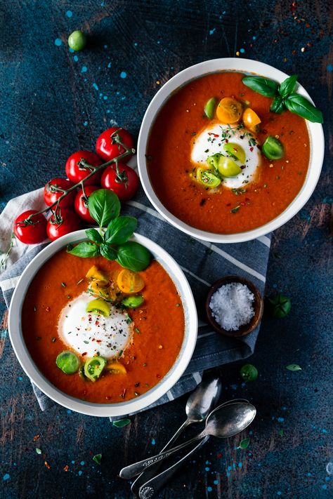 Burrata Recipe, Roasted Tomato Basil Soup, Food Reference, Simple Pantry, Autumn Recipes, Tomato Basil Soup, Easy Soup, Morning Post, Vegetarian Soup