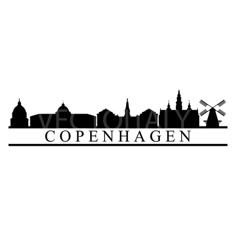 Copenhagen Skyline, City Skylines, City Skyline, Instant Download Etsy, Digital Image, Digital Drawings, Copenhagen, Digital Drawing, Drawing Illustrations