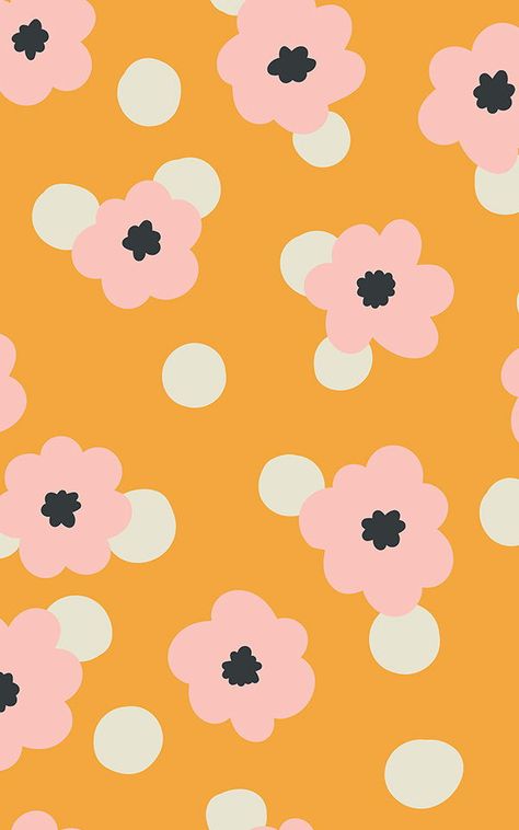 Welcome iconic 90’s style into your space with this stylish and quirky Orange Retro Floral Pattern Vinyl Flooring. Featuring a warm yellow backdrop with a fun flower and polka dot print, this flooring will add a pop of colour and a fun retro feel. Floral print on your floors is a great way to liven up your space, whether that’s your kitchen, bedroom, or even your child’s bedroom, keeping your home feeling on trend. Yellow Backdrop, Wallpaper Retro, Murals Wallpaper, Retro Daisy, Wallpaper Vintage, Patterned Vinyl, Cute Patterns Wallpaper, Retro Wallpaper, Iphone Background Wallpaper