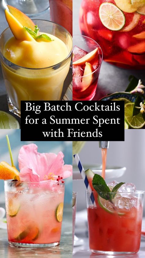 Big Batch Cocktails for a Summer Spent with Friends Cocktails On The Go, Summer Cocktail Punch Recipes, Festival Drinks Alcohol, Big Batch Party Drinks, Cheap Batch Cocktails, Pitcher Vodka Drinks, Group Drinks, Pre Batched Cocktails, Cocktails For A Group