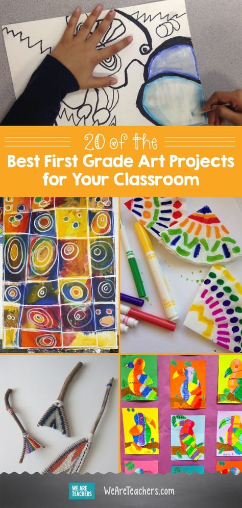 20 of the Best 1st Grade Art Projects for Your Classroom - WeAreTeachers Art For First Graders 1st Grades, Cool Nature Drawings, Art For 1st Grade, Crafts For First Graders, Crafts For 1st Graders, First Grade Art Projects, 1st Grade Art Projects, Art Projects For Elementary Students, 1st Grade Art