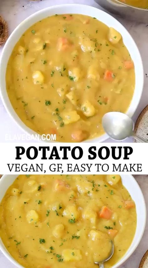 German Potato Soup, Vegan Stew Recipes, Biscuits Diététiques, German Potato, Vegan Stew, Carrots Celery, Vegan Soup Recipes, Tasty Vegetarian Recipes, Vegan Soups