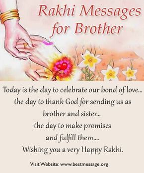 Wish your brother Happy Rakhi with the warm and thoughtful Raksha Bandhan text messages. Use these sample rakhi quotes to express your love & best wishes to bhaiya. #rakhiwisies #rakshabandhanmessage #sistermessage Raksha Bandhan Thoughts, Rakhi Messages To Brother, Raksha Bandhan Messages For Brother, Happy Rakshabandhan Wishes, Rakhi Wishes For Brother, Rakshabandhan Quotes, Happy Rakhi Images, Rakhi Message, Happy Raksha Bandhan Quotes