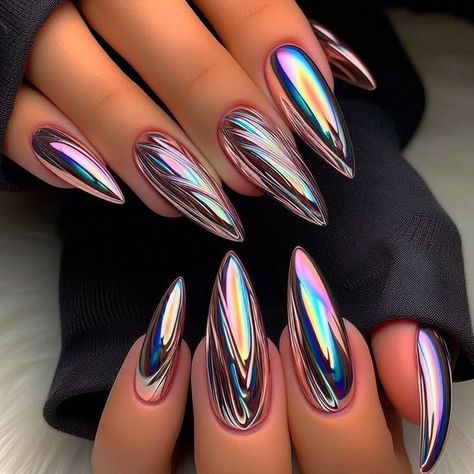 Easy Cute Nail Art, Chrome Nail Art Designs, Cute Nail Art Ideas, Chrome Nail Designs, Makeup Glasses, Chrome Designs, Chrome Nail Art, Sculpted Nails, Mirror Nails