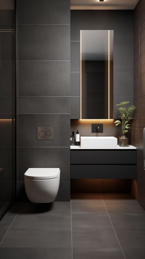 Aesthetic Restroom, Masculine Bathroom Ideas, Restroom Ideas, Masculine Bathroom, Wc Design, Basin Cabinet, Grey Bathroom, Bedroom Essentials, Grey Bathrooms