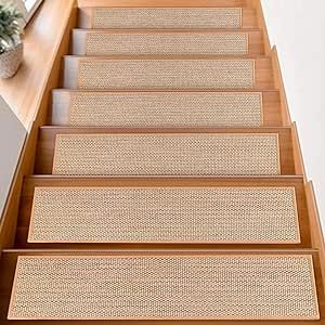 Natural Linen Stair Treads for Wooden Steps Indoor,8" X 30" (15 in Pack) Carpet Stair Treads for Wood Stairs, Machine Washable Stair Runners for Kids Elders and Pets,Beige Wooden Steps Indoor, Steps Indoor, Carpet Stair Treads, Wooden Steps, Wood Stairs, Stair Runners, Stair Runner, Stair Treads, Three Layer