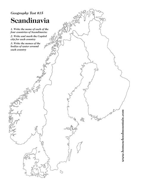 Scandinavia Map, Geography Test, Teaching Geography, Map Projects, Scandinavian Countries, World Geography, Printable Maps, Country Maps, Home School