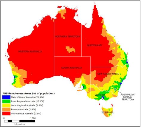 This map of Australia shows the distribution of population across different remoteness areas, as defined by the Australian Bureau of Statistics (ABS). Map Of Australia, University Of Adelaide, Australian Continent, Settlers Of Catan, Ticket To Ride, Urban Center, Australia Map, Republic Of Ireland, Northern Territory