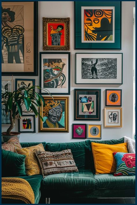 Decorating your walls can transform any room, elevating your home’s aesthetic and making it feel uniquely yours. Whether you’re looking to create a focal Colorful Gallery Wall Ideas, Wall Pictures Aesthetic, Collage Wall Ideas, Colorful Gallery Wall, Picture Wall Ideas, Maximalist Gallery Wall, Gallery Wall Ideas, Color Palette Living Room, Wall Mounted Planters