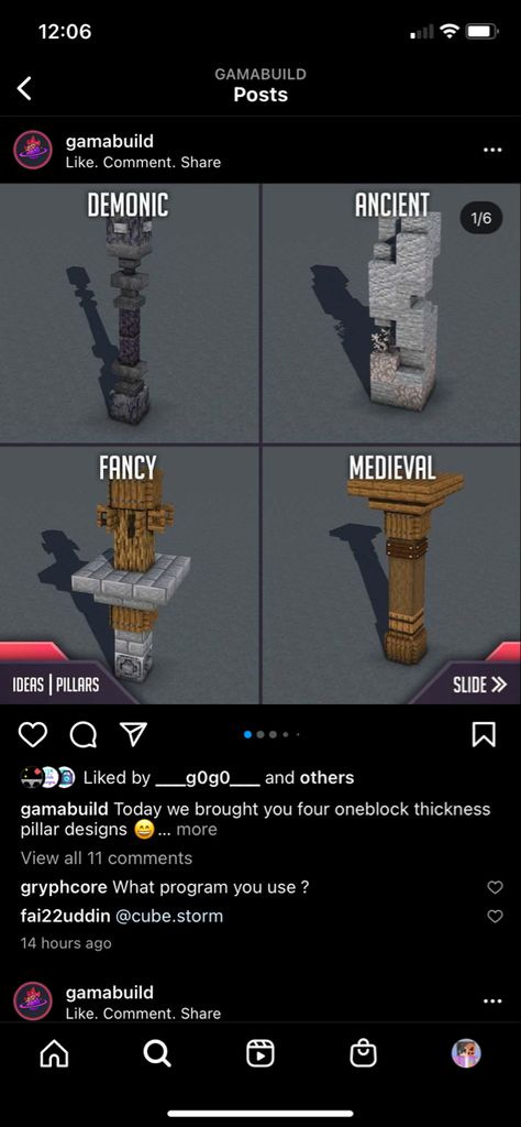 Pillar Design Minecraft, Minecraft Pillars Design, Minecraft Stairs Outside, Minecraft Pillar, Minecraft Armory Room, Minecraft Pillar Designs, Minecraft Chandelier Design, Minecraft Path Ideas, Minecraft Lighting Ideas