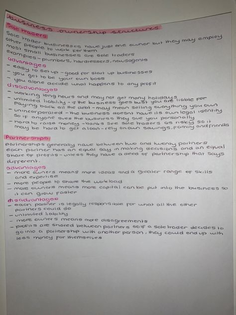 Business Revision Notes Gcse, Business Gcse Revision, Business Gcse, Business Revision, Gcse Business Studies, Gcse Business, Business Study, Sole Trader, Gcse Revision