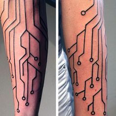 Technology Circuit Board Mens Forearm Tattoo Microchip Tattoo, Circuit Board Tattoo, Circuit Tattoo, Black People Tattoos, Electronic Tattoo, Simple Line Tattoo, Tech Tattoo, Cyberpunk Tattoo, Art Cyberpunk