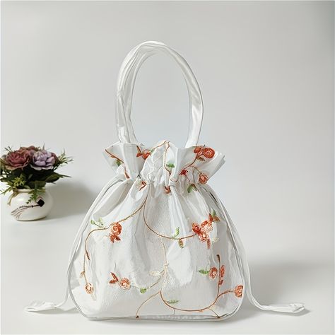 Faster shipping. Better service Handbags Storage, Small Pouch Bag, Hanfu Women, Retro Embroidery, Drawstring Purse, Flower Handbag, Handbag Storage, Bag Flower, Floral Interior