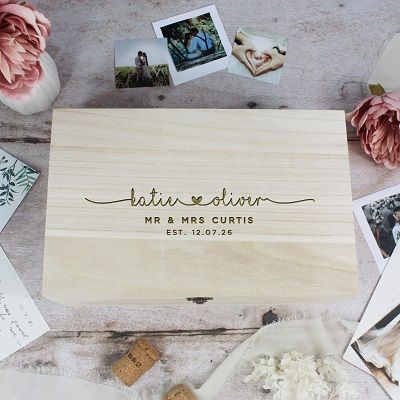 Begin your forever with a treasure trove for keepsakes! ❤️🗝️ Our Personalised Wooden Wedding Memory Box, elegantly engraved with the couples' names, "Mr & Mrs," new surname, and the date that marks the start of their journey, is the quintessential wedding gift. Available in 6 sizes, it's a beautiful reminder of love that grows with each passing day. 💌✨ Subscribe to our newsletter for a generous discount off your order. Happily ever after starts with a click—link in bio. 🎁💑 #WeddingMemoryBox #... Personalised Memory Box, Wedding Memory Box, Wooden Memory Box, Wedding Memory, Wedding Anniversary Presents, Group Gifts, Wooden Wedding, Wedding Keepsakes, Photo Memories