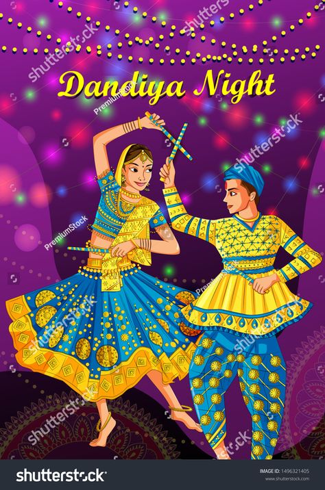 Dandiya Night, Indian Classical Dancer, Onam Festival, Navratri Garba, Indian Women Painting, Indian Couple, Dancing Drawings, Festivals Of India, Dancers Art