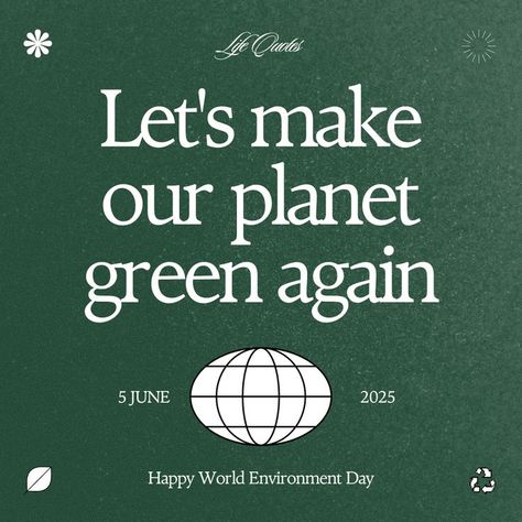 Environment Day, World Environment Day, Green Retro, Instagram Post Template, Instagram Post, Green, Instagram