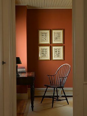 pennsylvania colonial interiors | The historic paint color selection creates a lovely autumn feeling in ... Orange Accent Walls, Historic Paint Colours, Orange Paint Colors, Colonial Interior, Primitive Homes, Interior Vintage, Classic Interior Design, Orange Paint, Orange Walls