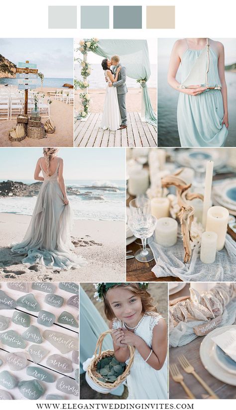 Beach Wedding Color Schemes, Coastal Wedding Colors, Wedding Themes Colors, Beach Wedding Color Palette, Beach Wedding Colors Schemes, Sea Glass Wedding, Small Beach Weddings, Blue Beach Wedding, Dream Beach Wedding